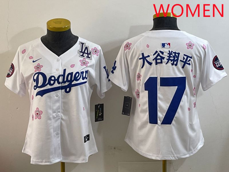 Women Los Angeles Dodgers #17 Ohtani White Sakura Edition 2025 Nike MLB Jersey style 12